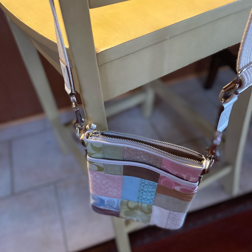 Coach patchwork canvas messenger bag